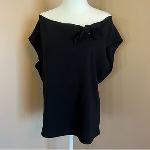 ANNE KLEIN Black Sleeveless Dress Top Blouse w/Bow Women's Large